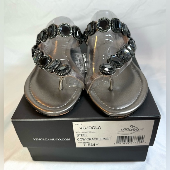 Vince Camuto Silver Embellished Sandals Size 7.5M - Picture 4 of 5